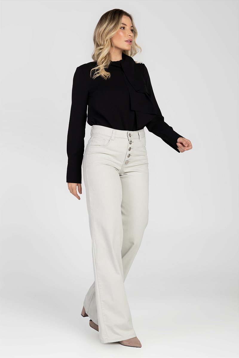 Calça Wide Leg Cinza - Lipe