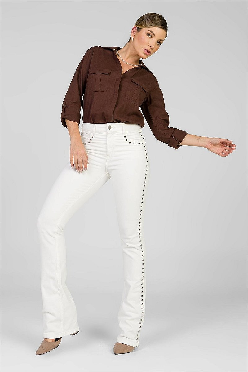 Calça Sarja Boot Cut Off-White - Hollywood