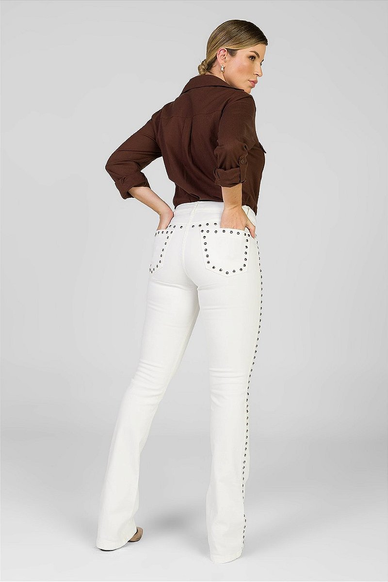 Calça Sarja Boot Cut Off-White - Hollywood