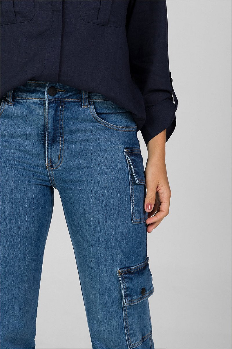 Calça Jeans Reta Cargo - Aspen