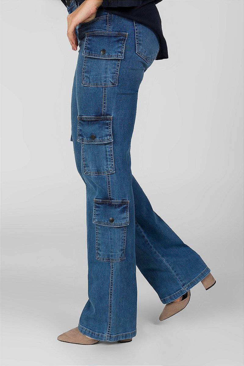 Calça Jeans Reta Cargo - Aspen