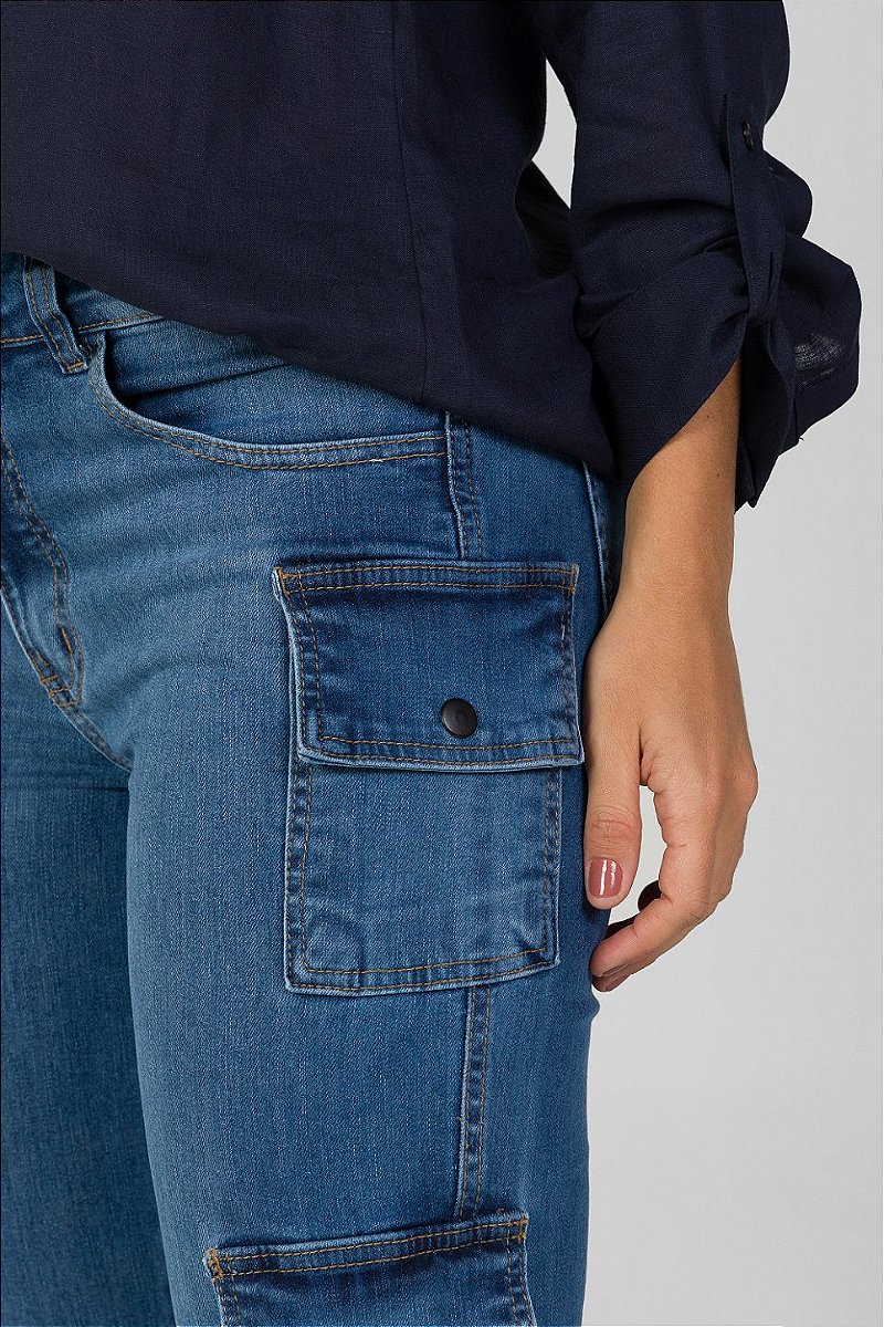 Calça Jeans Reta Cargo - Aspen