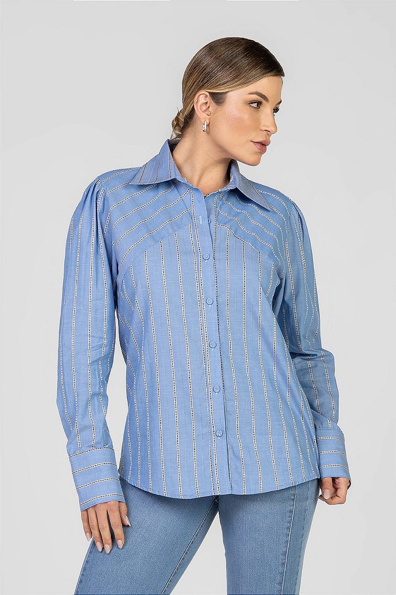 Camisa Listrada Azul - Valentina