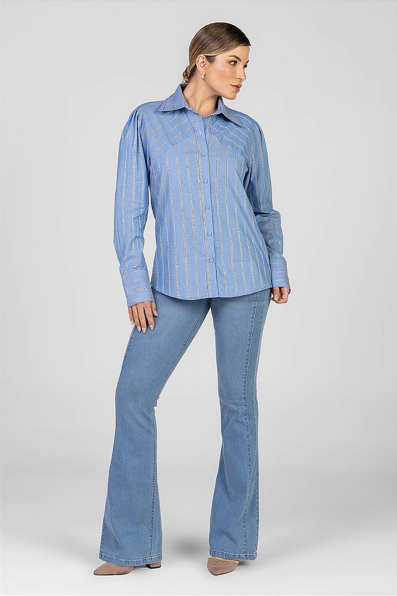 Camisa Listrada Azul - Valentina