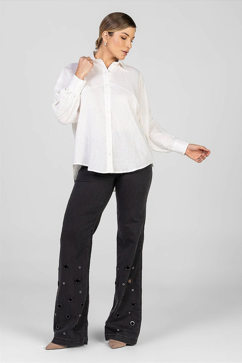 Camisa Linho Off White - Sofia