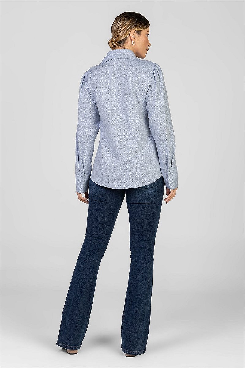 Camisa Escama de Peixe Azul - Ana