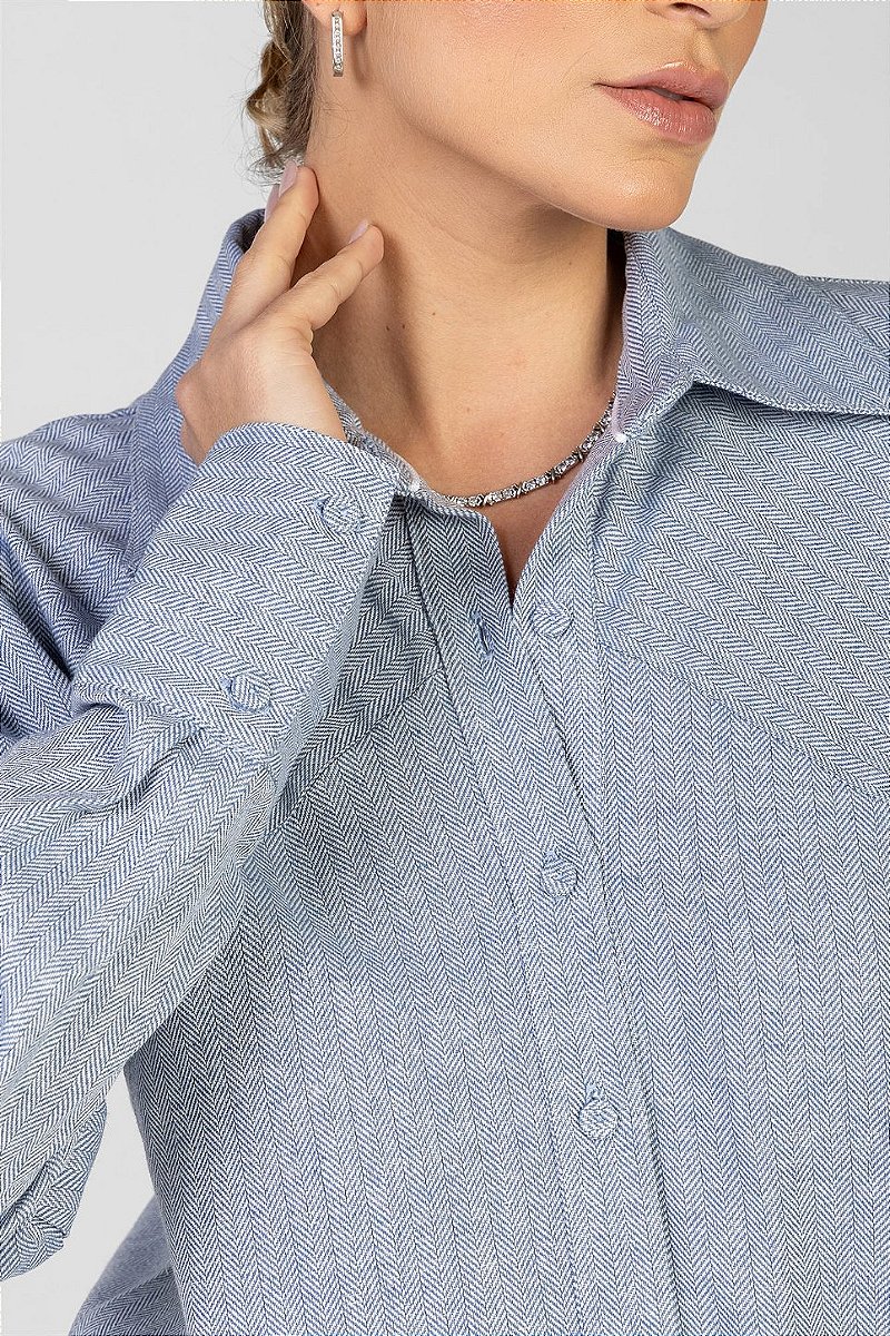 Camisa Escama de Peixe Azul - Ana