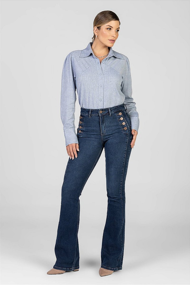 Camisa Escama de Peixe Azul - Ana