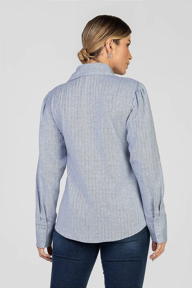 Camisa Escama de Peixe Azul - Ana