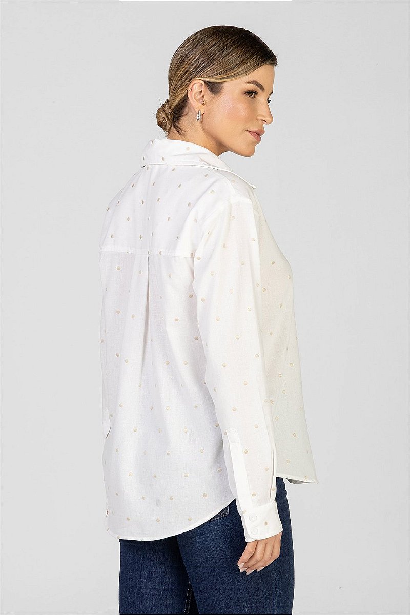 Camisa Off White Poá Bordado - Carol