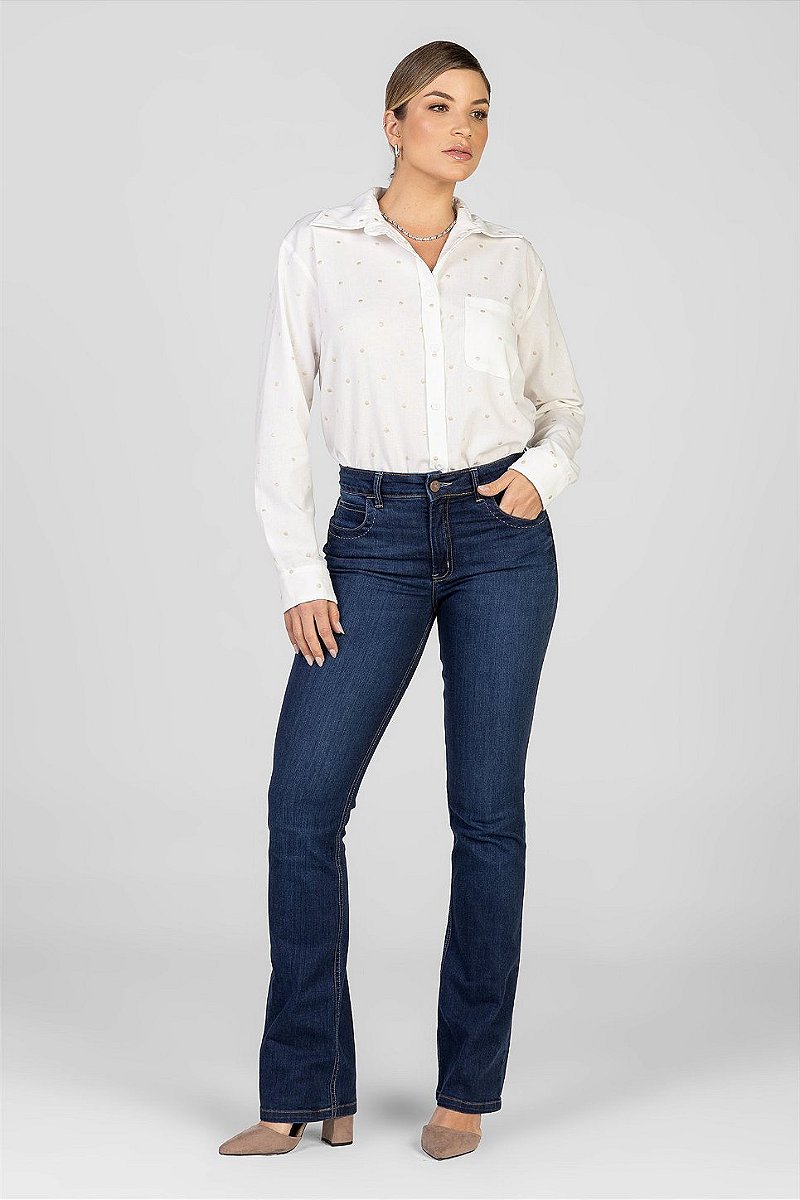 Camisa Off White Poá Bordado - Carol