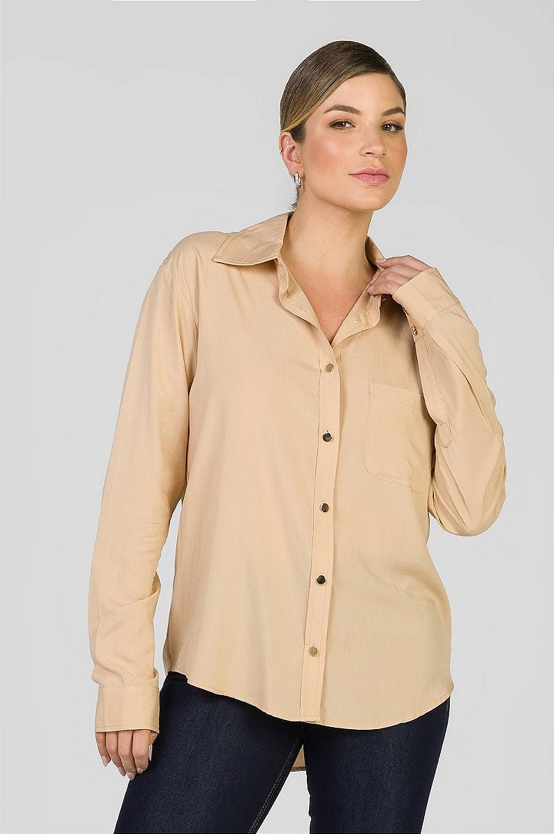 Camisa Lisa Bege - Thais
