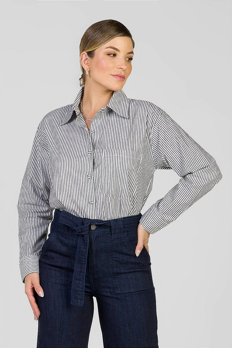 Camisa Listrada Preta - Isabela