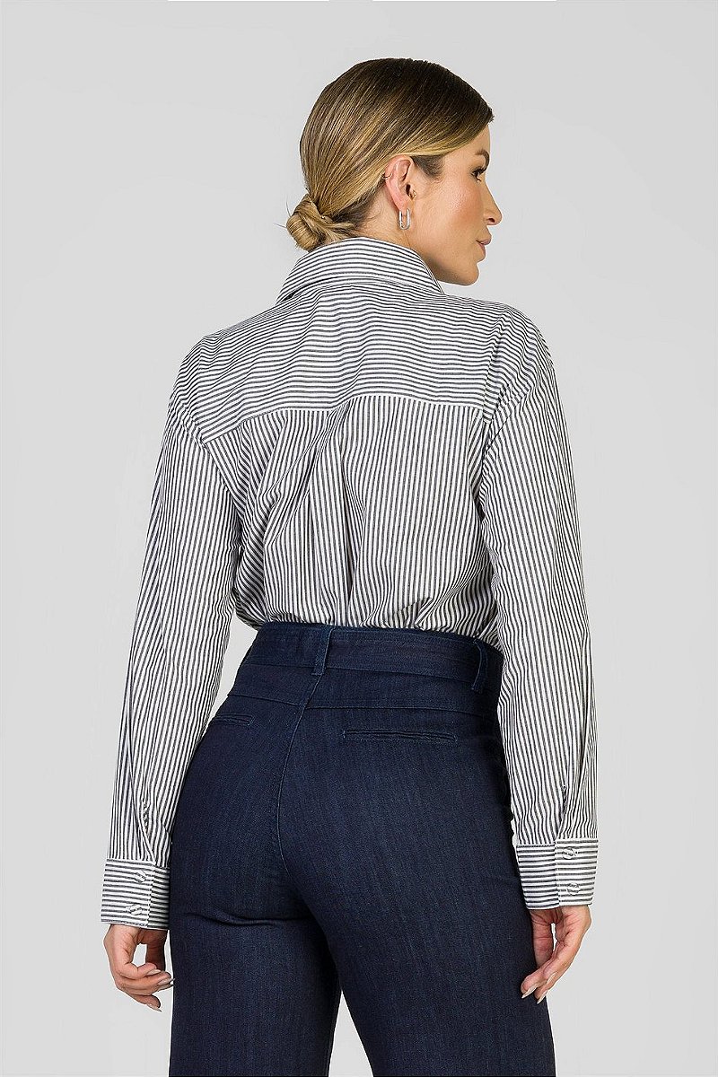 Camisa Listrada Preta - Isabela