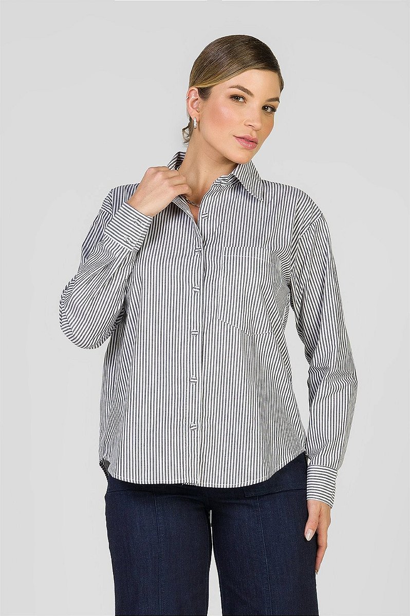 Camisa Listrada Preta - Isabela
