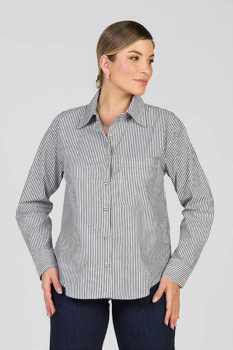 Camisa Listrada Preta - Isabela
