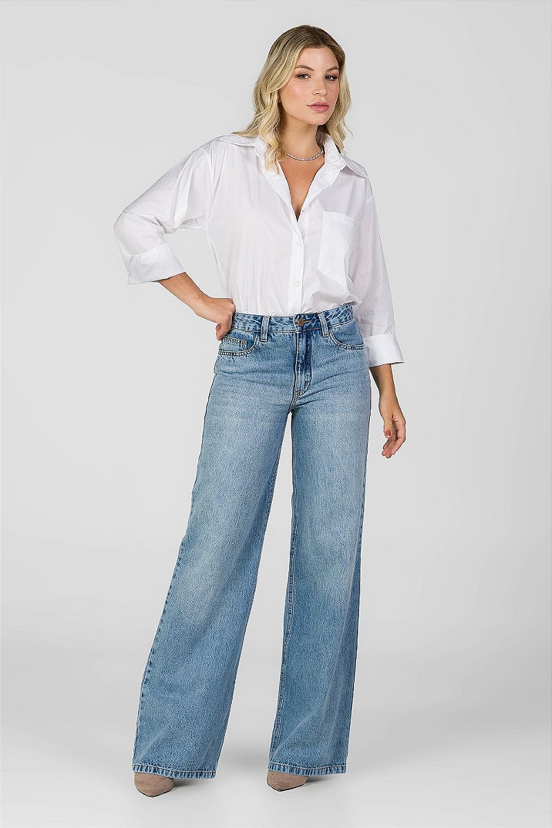 Calça Wide Leg Jeans - Tampa