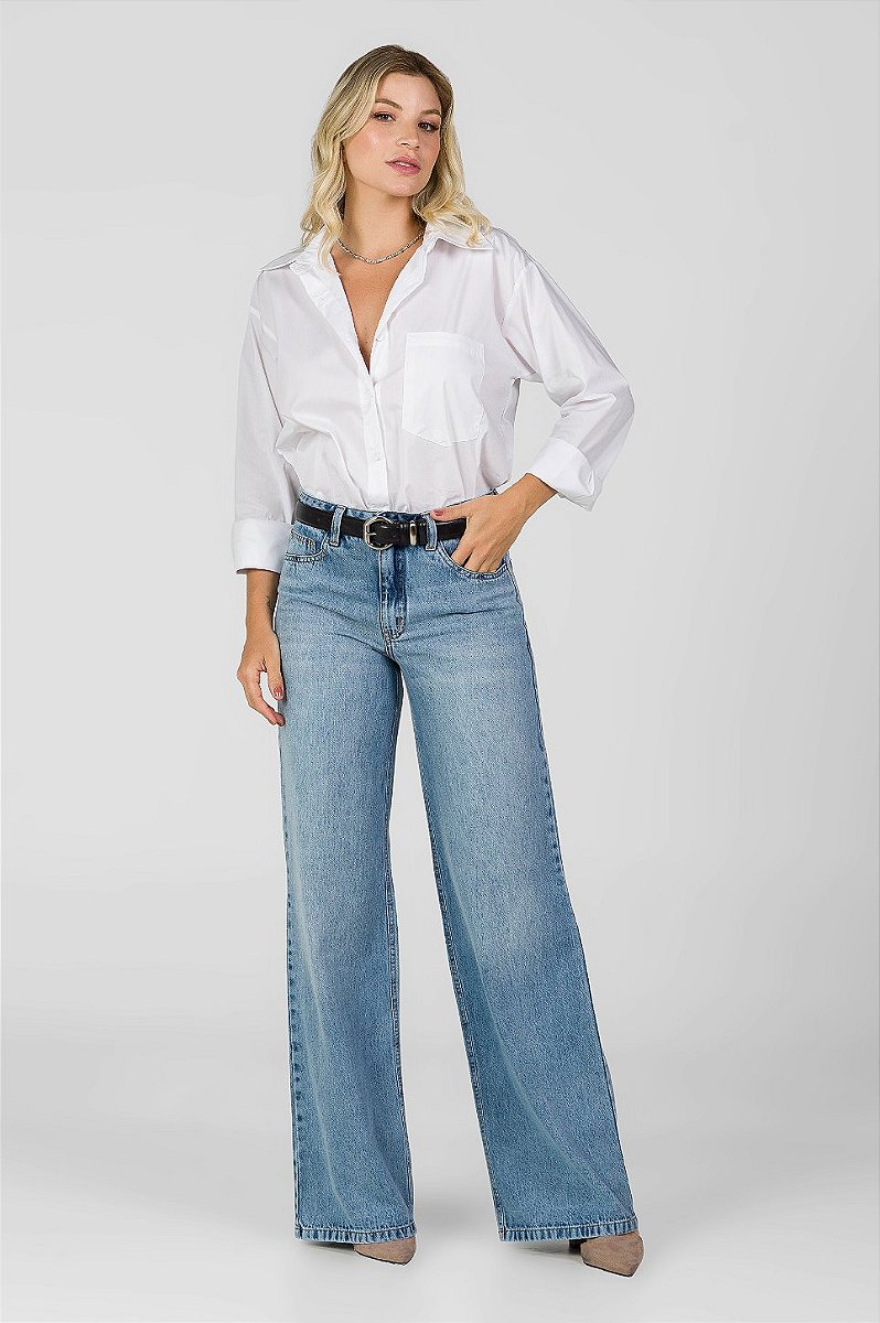 Calça Wide Leg Jeans - Tampa