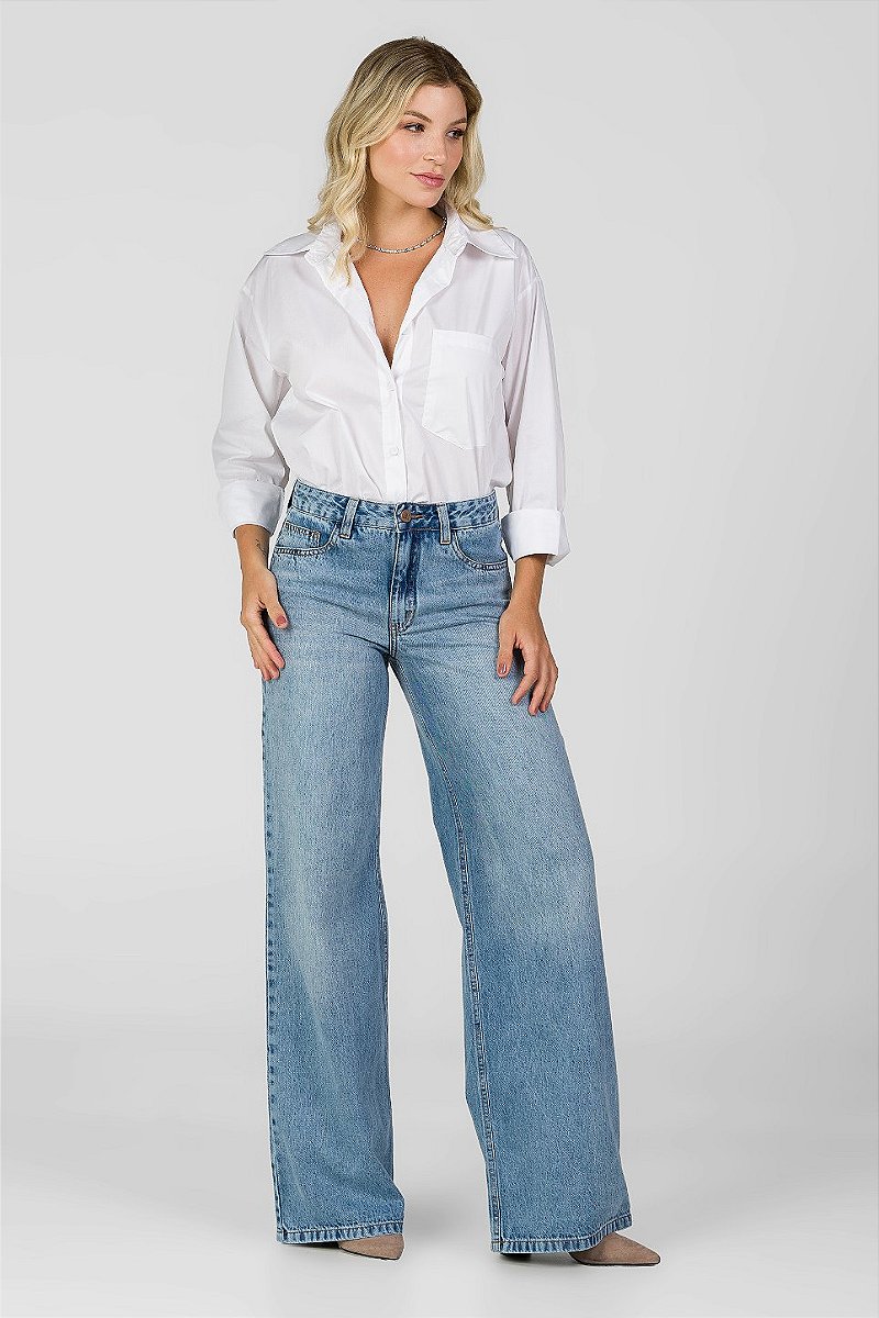 Calça Wide Leg Jeans - Tampa
