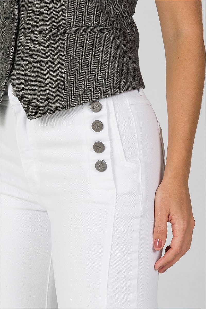 Calça Flare Botões Branca - El Paso
