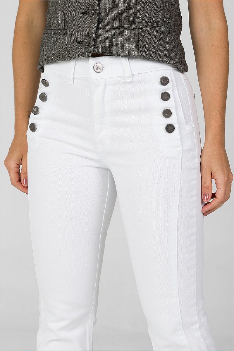 Calça Flare Botões Branca - El Paso