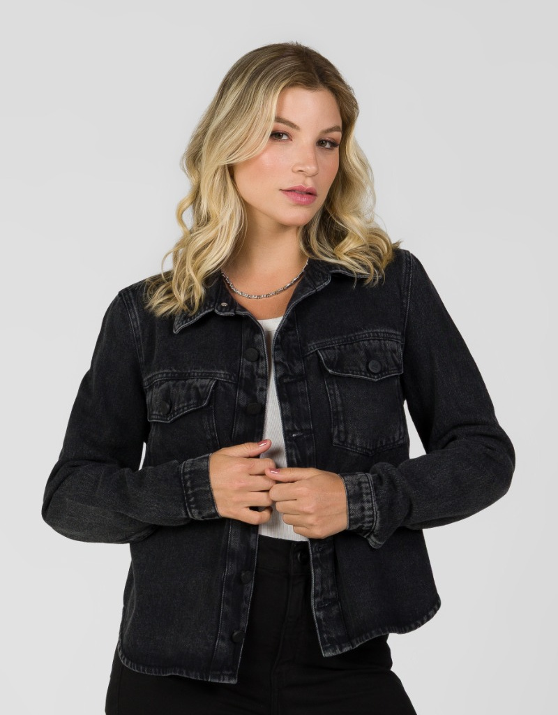 Jaqueta Jeans Preta Estonada - Tucson