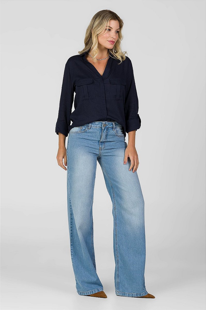 Calça Wide Leg Jeans - Honolulu
