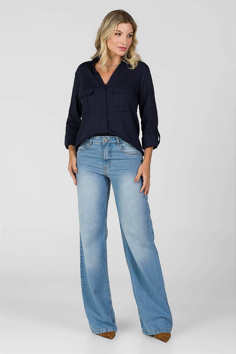 Calça Wide Leg Jeans - Honolulu