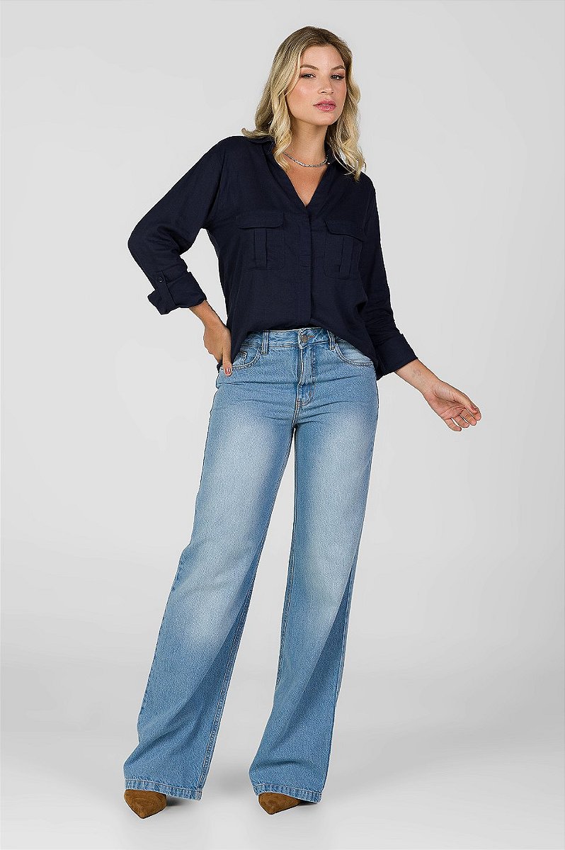 Calça Wide Leg Jeans - Honolulu