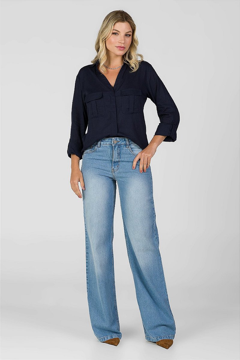 Calça Wide Leg Jeans - Honolulu