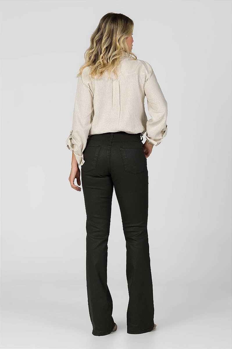Calça Boot Cut Resinada Marrom Escuro - Albuquerque