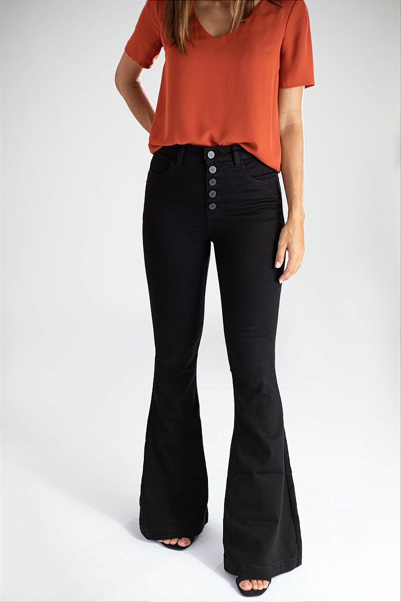 Calça Jeans Flare Preta - Montería