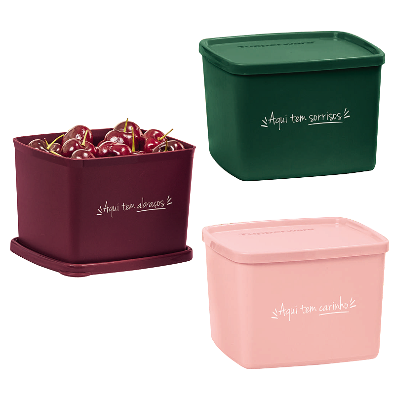 Kit Tupperware Jeitoso 800ml Aqui Tem Sorriso, Abraço e Carinho