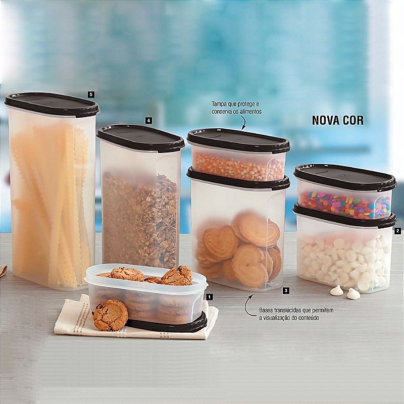Tupperware Kit Modular Oval Preto 5 peças nº1 ao 5 Comprar Tupperware