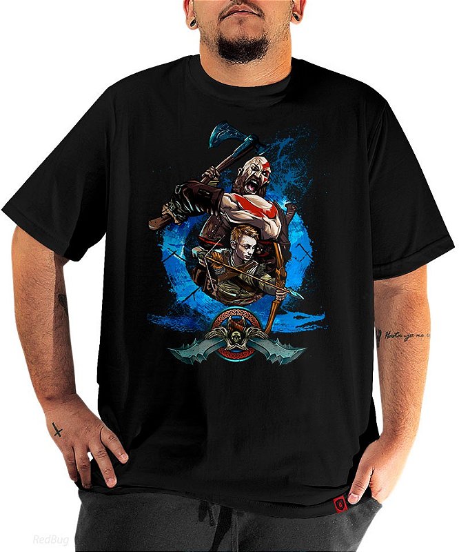 Camiseta Ilustração Tema do GOW Ragnarok Camisa Jogo Geek Cores Cobra;Gênero:Unissex