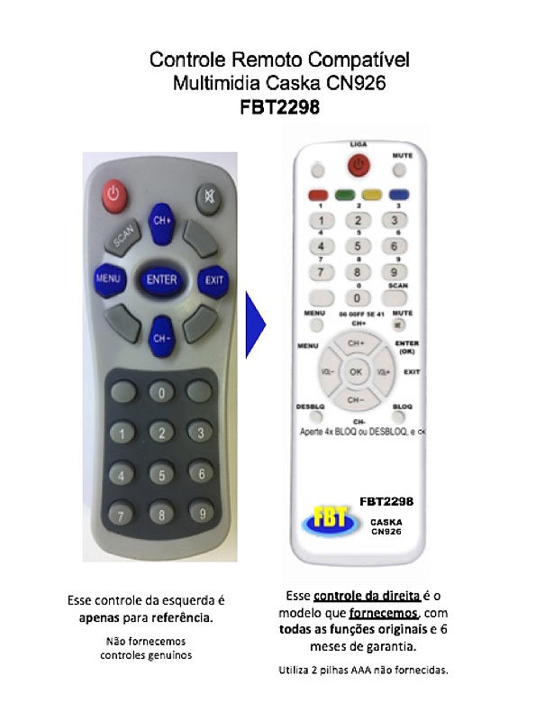 Controle Remoto Compatível Interface Multimidia Caska CN926