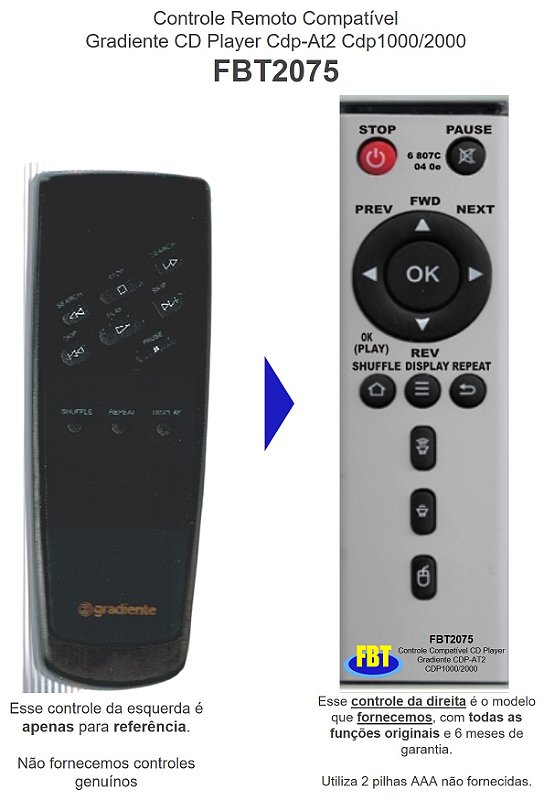 Cdp Gradient Controle Compatível Gradiente CDP-AT2 CDP 1000 2000 FBT2075 - FBT ...