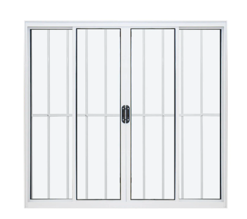 Janela Vitro De Alumínio 04 Folhas Com Grade Classic Branco 120x160 Mercosul Portas E Janelas 5874