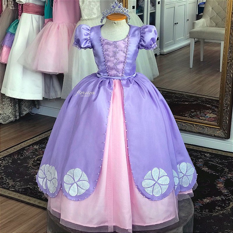 Dress Princesa Disney Vestido Roxo Costume Vestido De Princesinha