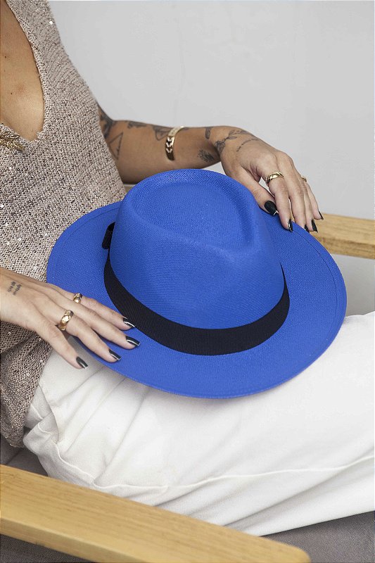 Chapéu JC Chapéu Fedora Hat Azul Anil - Jomara Cid Chapelaria