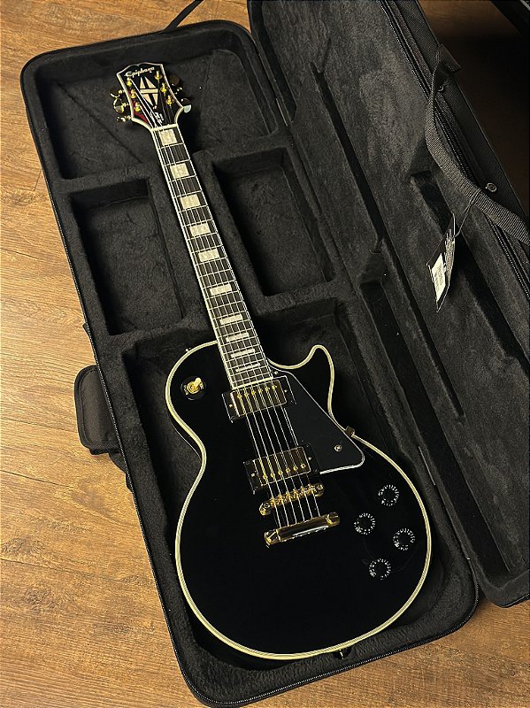 GUITARRA EPIPHONE LES PAUL CUSTOM - EBONY - COM CAPTADORES GIBSON