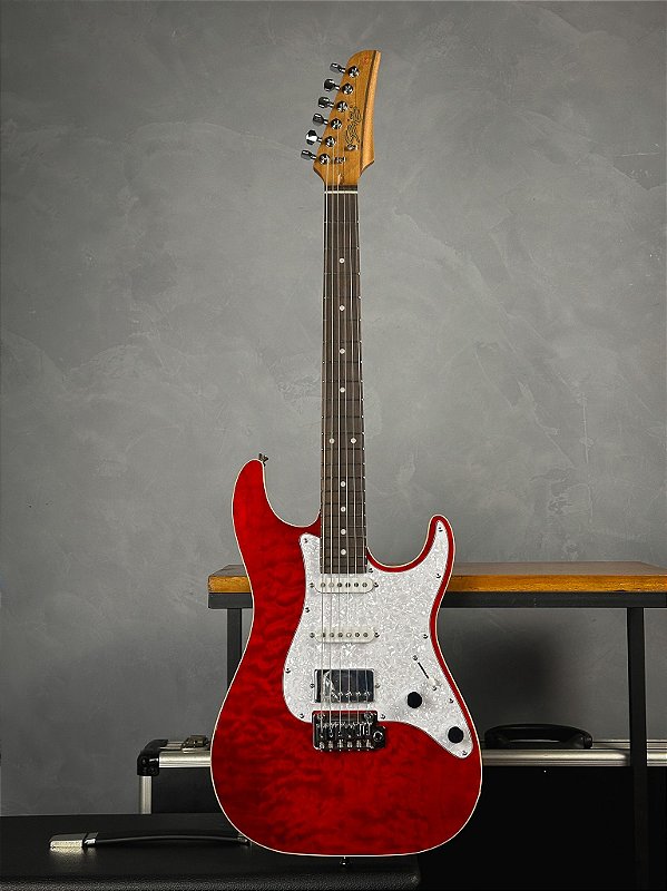 GUITARRA SEIZI KATANA MUSASHI PLUS HSS - RW QUILTED RUBY RED