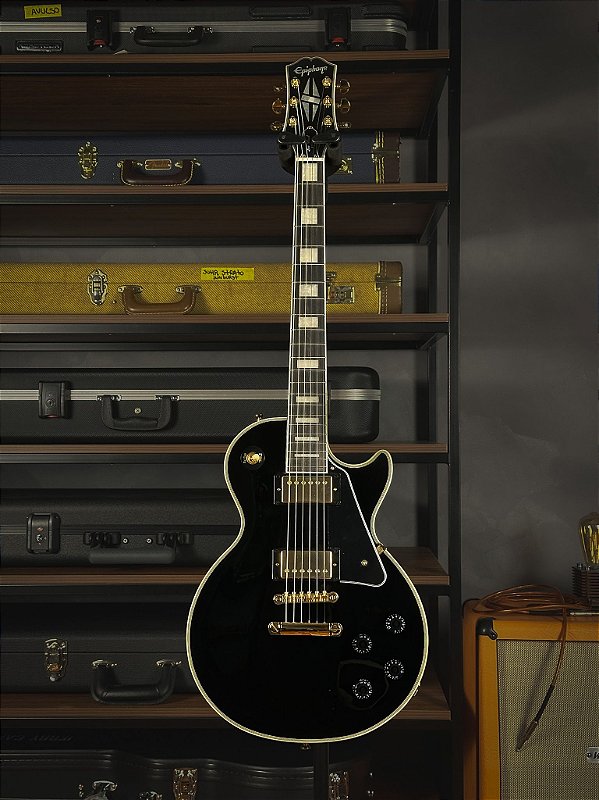 Epiphone Les Paul Cutom Black エピフォン Guitarra Epiphone Les Paul Custom - Ebony - Crunch Music
