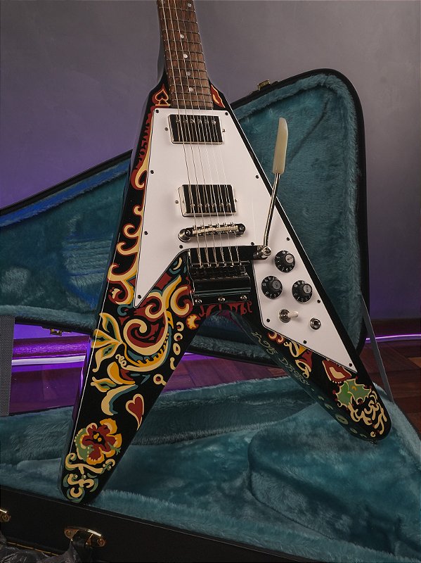 ④ EPIPHONE JimiHendrix LoveDrops FlyingV Guitarra Epiphone Flying V Jimi Hendrix Love Drops - Ebony