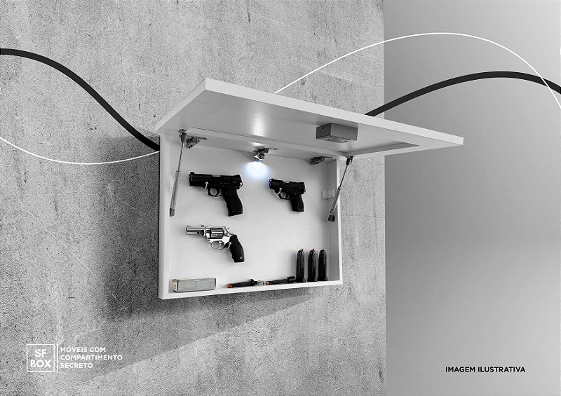 Quadro de Parede com Compartimento Secreto Branco 75x55cm SFBOX