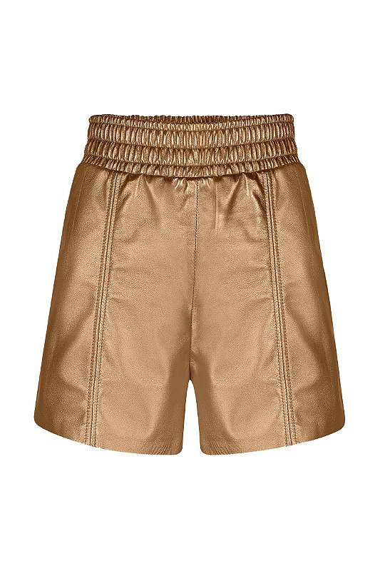 Shorts Couro com elástico Ouro Velho