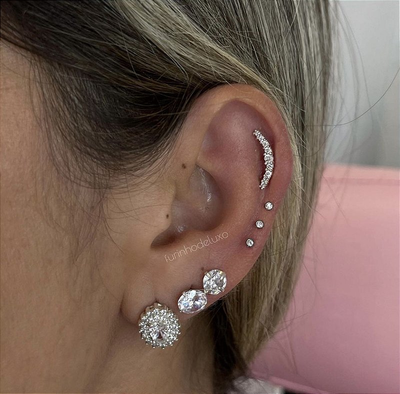 Piercing Orelha/Cartilagem Tragus Ponto de Luz Aço Cirúrgico