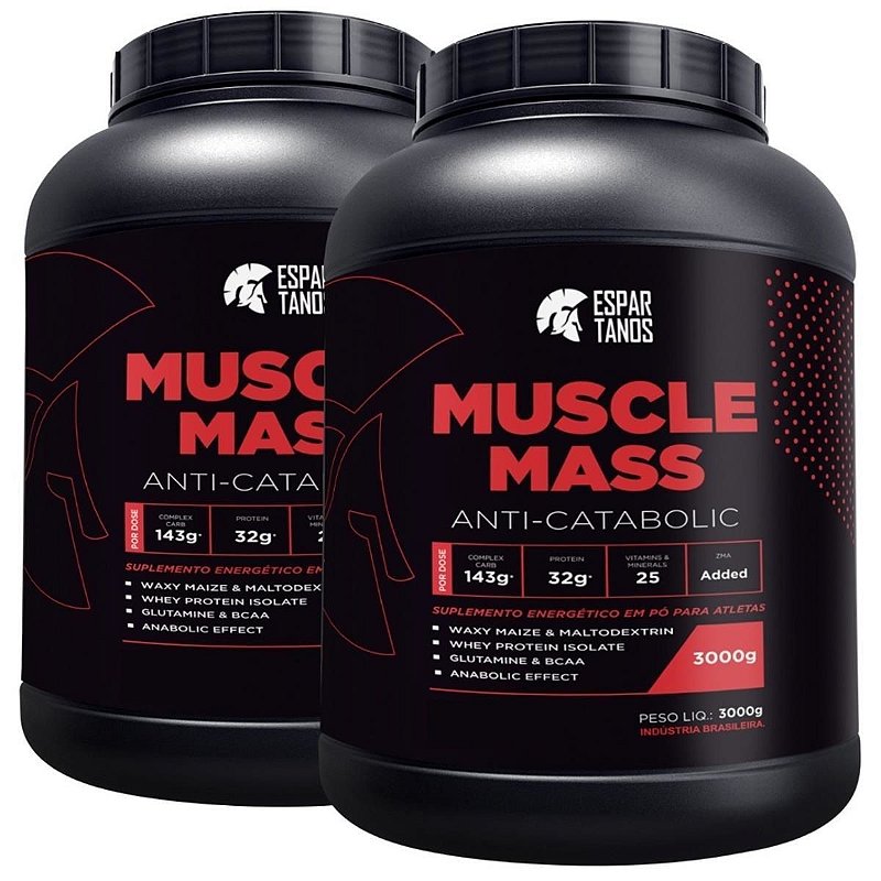 Kit 2x Muscle Mass Hipercalórico 3000g ESPARTANOS SUPLEMENTOS