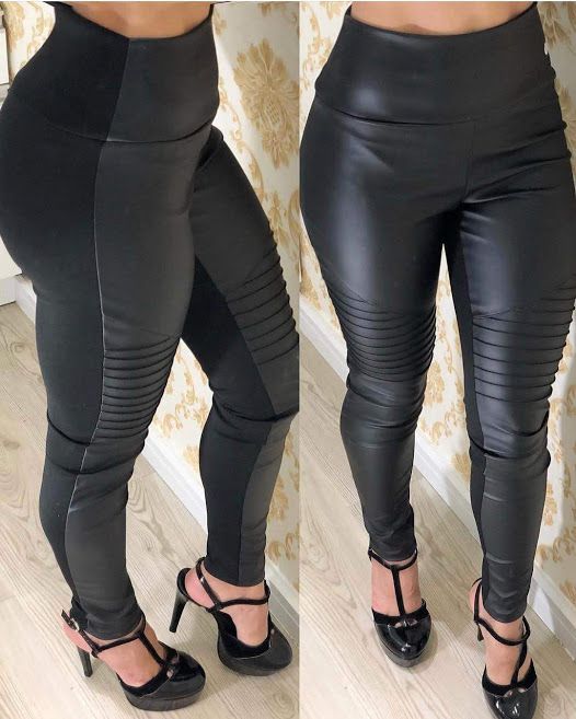 calça legging couro na frente