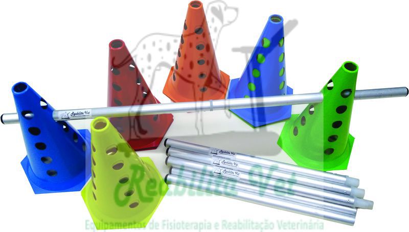 Kit Mini Cone Colorido com Bastão - Reabilita Vet